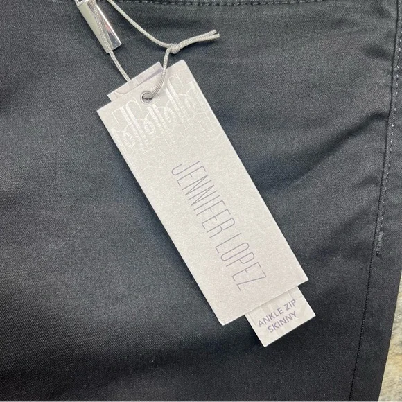 Jennifer Lopez Ankle Zip Skinny Mid Rise Black Tie Pants - Picture 5 of 15